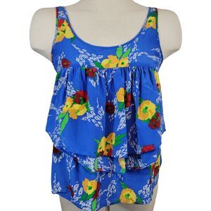 YUMI KIM Layered Bright Floral Tropical Sleeveless Top size S